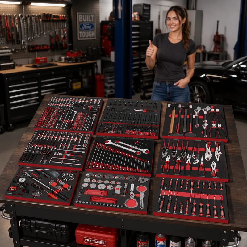 477-Piece EVA Foam Mechanic Tool Set, 10 Trays