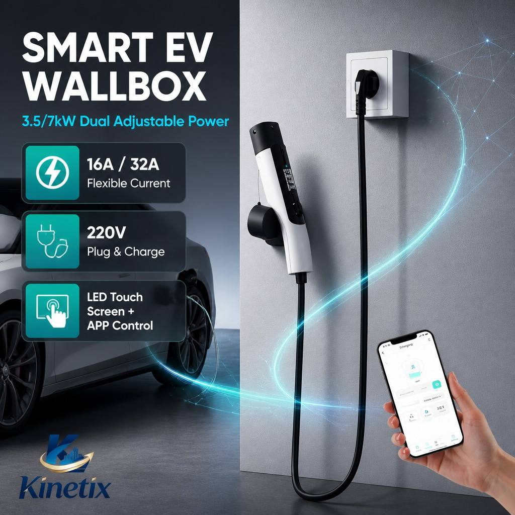 Chargeur VE portable AC, 3.5-7 kW · Type 2