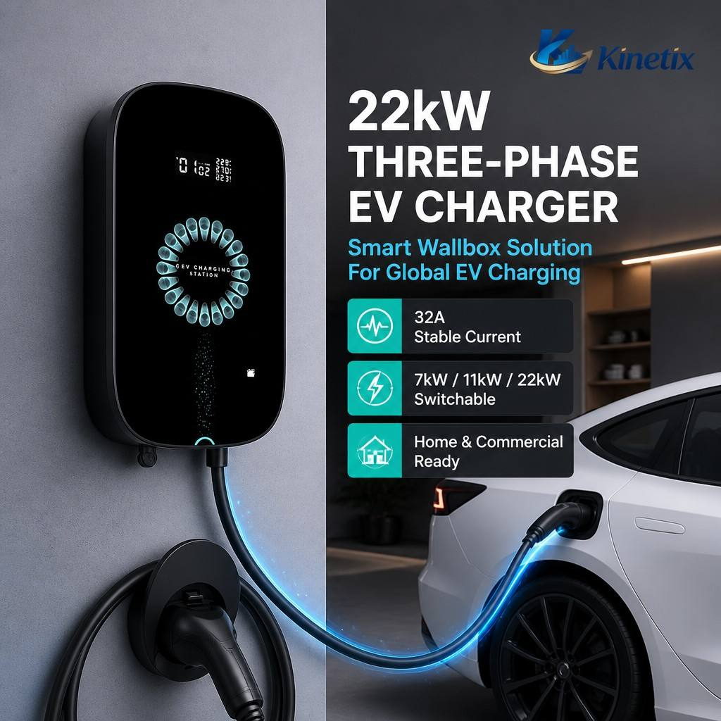 Wall-Mounted AC EV Charger, 7-22 kW · Type 2 · Customizable