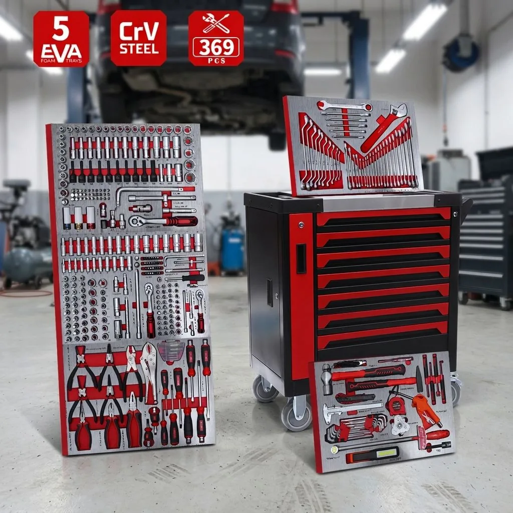 TC-001A-369 7-Drawer Workshop Tool Cabinet, 369 Pieces
