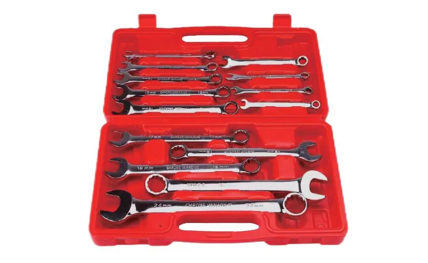 Combination Wrench Set in Red Case, Double Ended